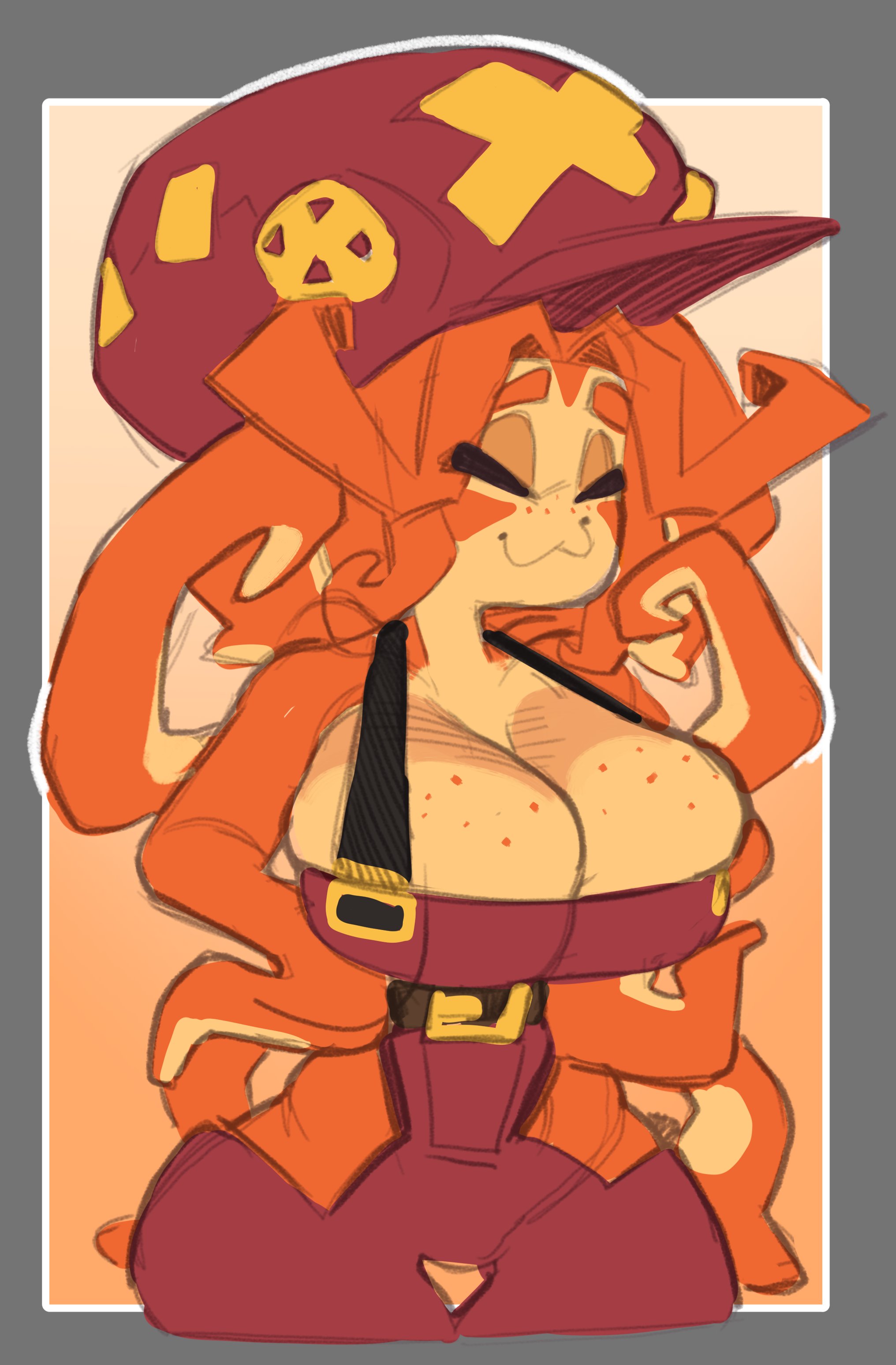:3, 2021, big breasts, breasts, closed eyes, cute, dog knight rpg, eyes closed, female, freckles, hama (ceehaz), milf, octopus, orange body, tentacle, tentacle hair, zephyrgales