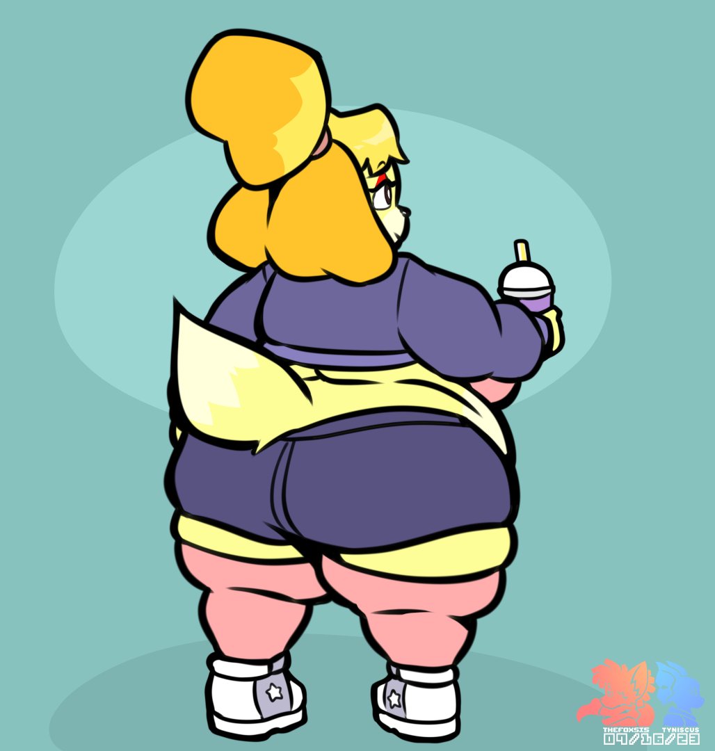 animal_crossing ass big_ass breasts bubble_butt female female_focus female_only foxsista huge_ass isabelle_(animal_crossing) nintendo