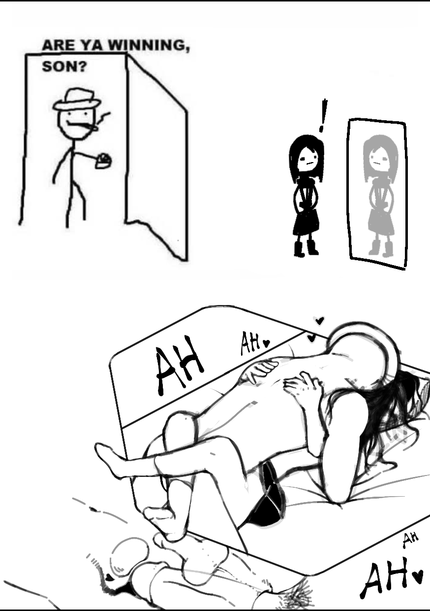 2boys anal anal_sex are_ya_winning_son bed black_and_white black_hair father_and_son femboy hat incest instant_loss_2koma long_hair meme monochrome prostate tagme trap x-ray yaoi