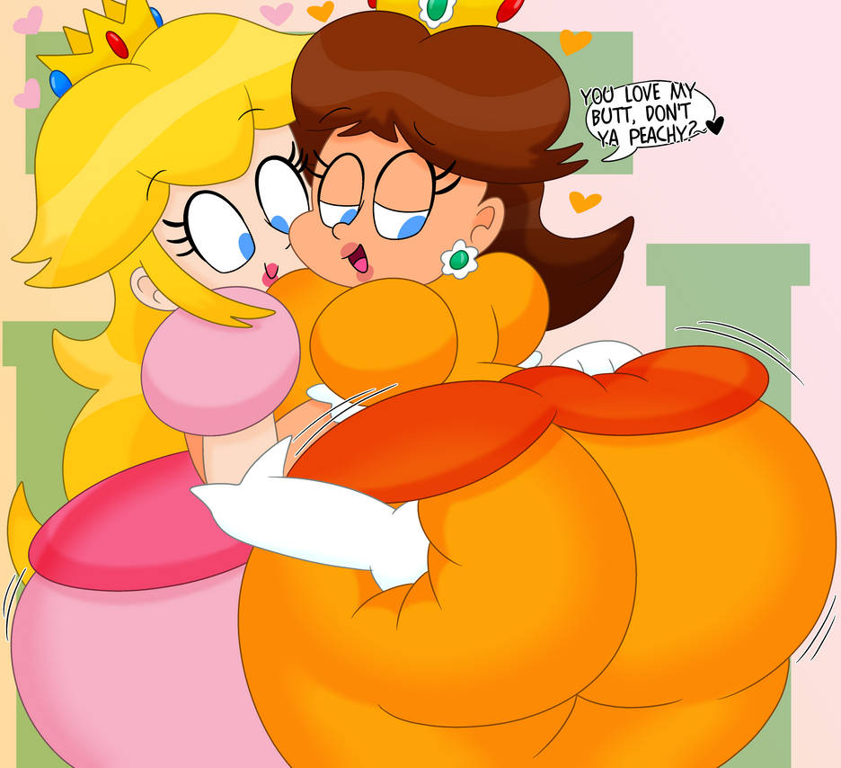 3barts, ass, big ass, big butt, fat, female, mario (series), princess daisy, princess peach, super mario bros., yuri