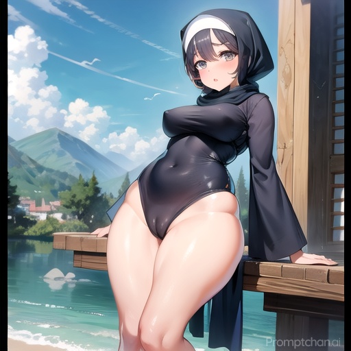 ai_generated big_ass big_breasts big_butt bikini from_below headscarf hijab hijabi muslim muslim_female tagme thicc_hijabi