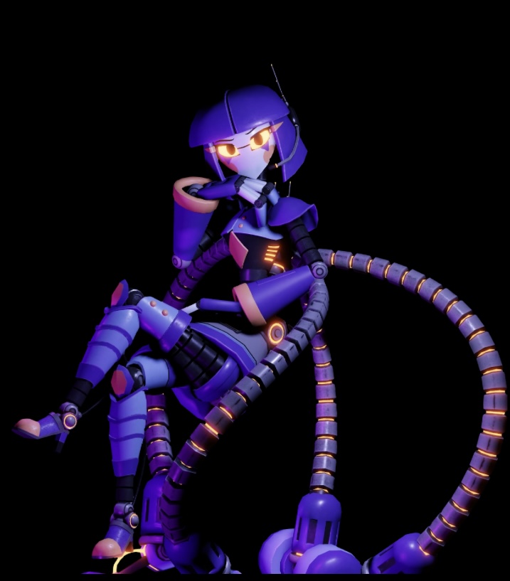 1girls 3d admin_bot_(tprr) five_nights_at_freddy's orange_eyes purple_hair roblox roblox_game robot_girl solo_focus staff_bot_(security_breach) staffbot tagme the_pizzaria_roleplay:_remastered