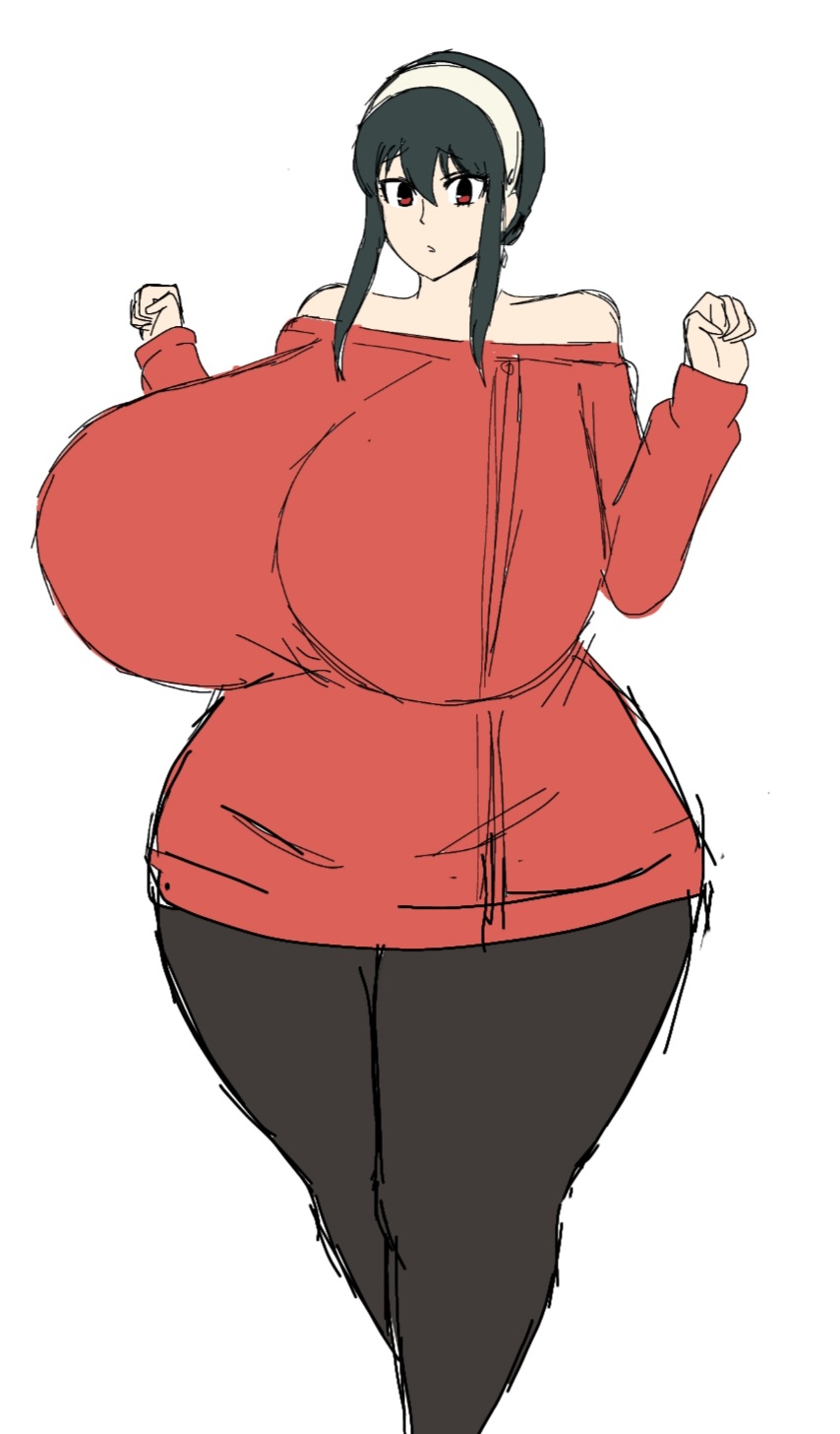 big breasts, breasts, female, giant breasts, huge breasts, large breasts, massive breasts, momiji (artist), shounen jump, shounen jump+, spy x family, thick thighs, thighs, wide hips, yor briar, yor forger