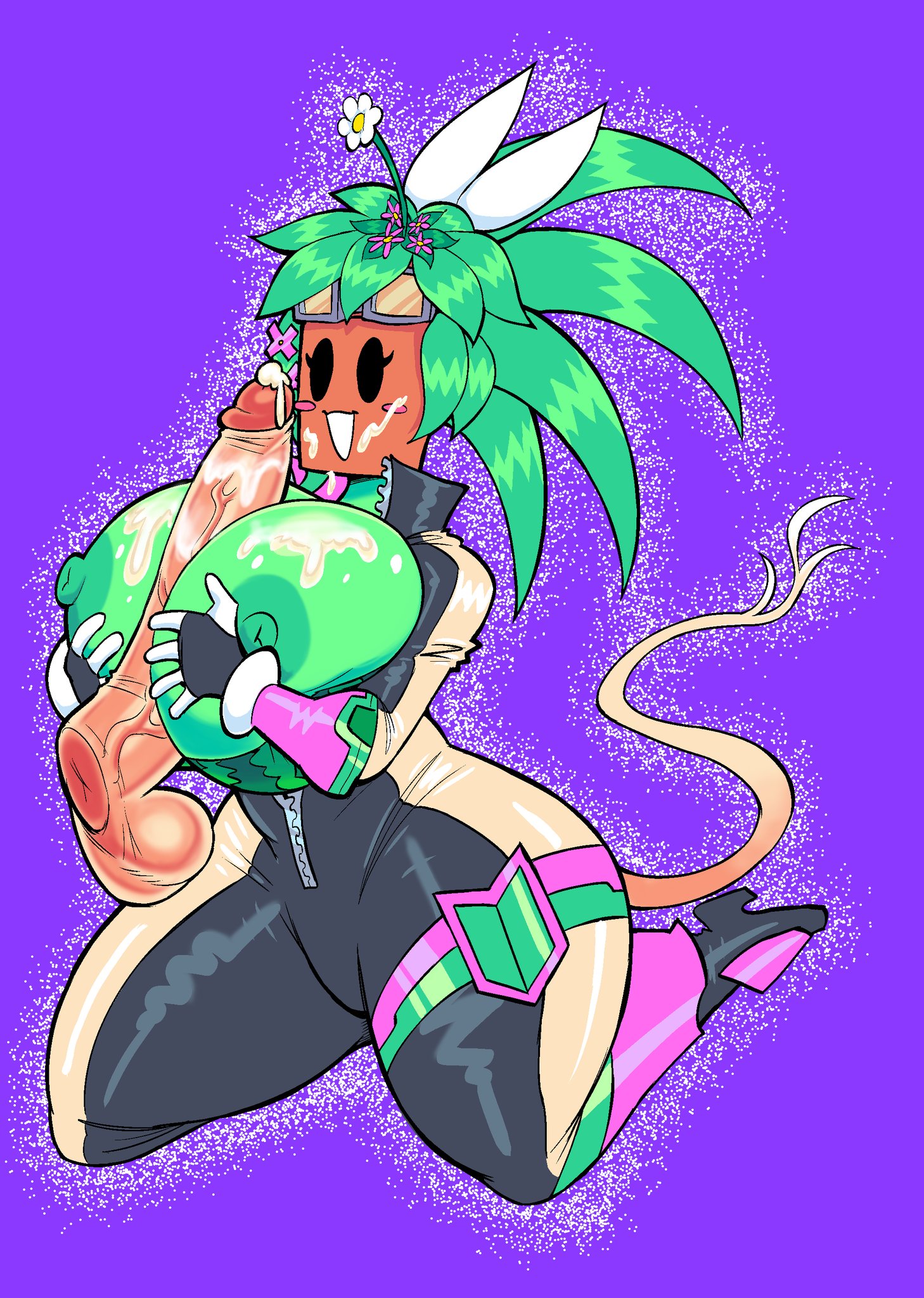 blaster master, breasts, cum, female, human on plantie, ilikestuffdoyou, kanna (blaster master), male, penis, plantie, theguywhodrawsalot
