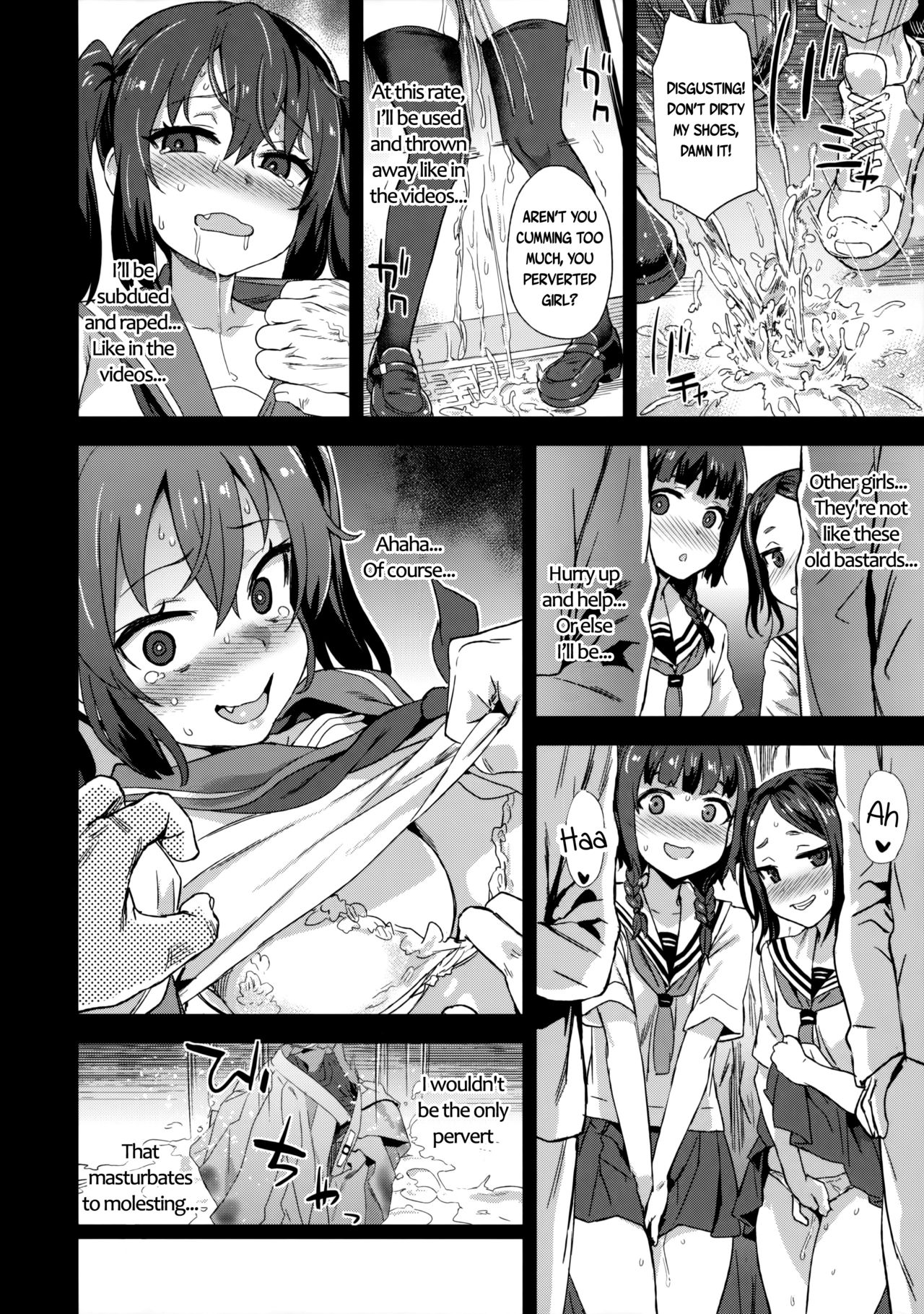 asanagi, comic, female, manga, monochrome, school uniform, schoolgirl, squirting