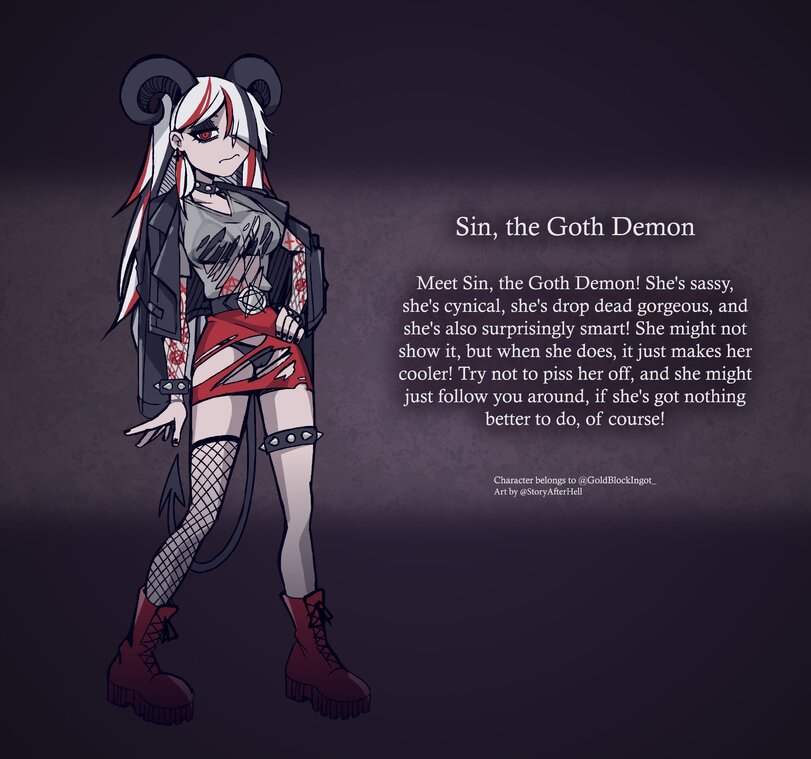 2d angry annoyed cameltoe demon demon_girl goth goth_girl helltaker helltaker_(style) oc ripped_clothes ripped_clothing storyafterhell tagme