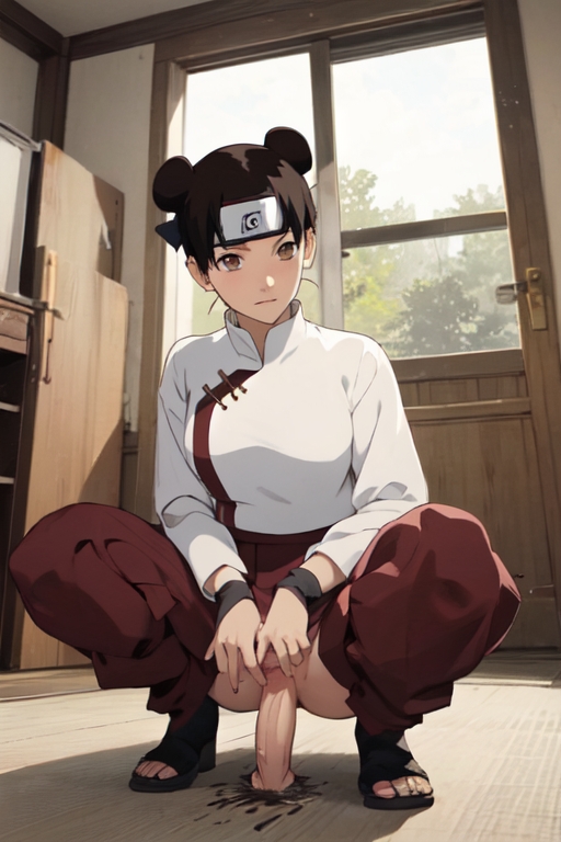 1girls, ai generated, aigeneratedp, boruto: naruto next generations, buns, clothed, dildo, female, female masturbation, masturbation, naruto, naruto (series), naruto shippuden, riding, riding dildo, squatting, tenten