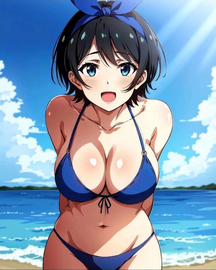 ai generated, bikini, black hair, blue eyes, female, kanojo okarishimasu, sarashina ruka