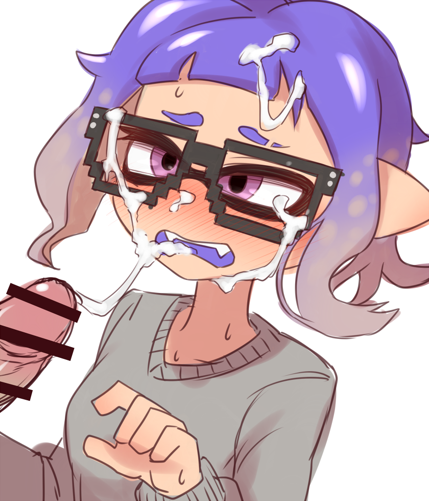 8-bit_(splatoon) animal_humanoid bodily_fluids censor_bar censored censored_genitalia censored_penis cephalopod cephalopod_humanoid clothed clothing cum cum_on_face cum_on_glasses cumshot disgust ejaculation eyewear female genital_fluids glasses hair humanoid inkling inkling_girl marine marine_humanoid mollusk mollusk_humanoid nintendo organ_2nd organ_rn pixel_glasses pseudo_hair purple_hair short_blue_hair solo_focus splatoon splatoon_(series) splatoon_3 tagme tentacle tentacle_hair young