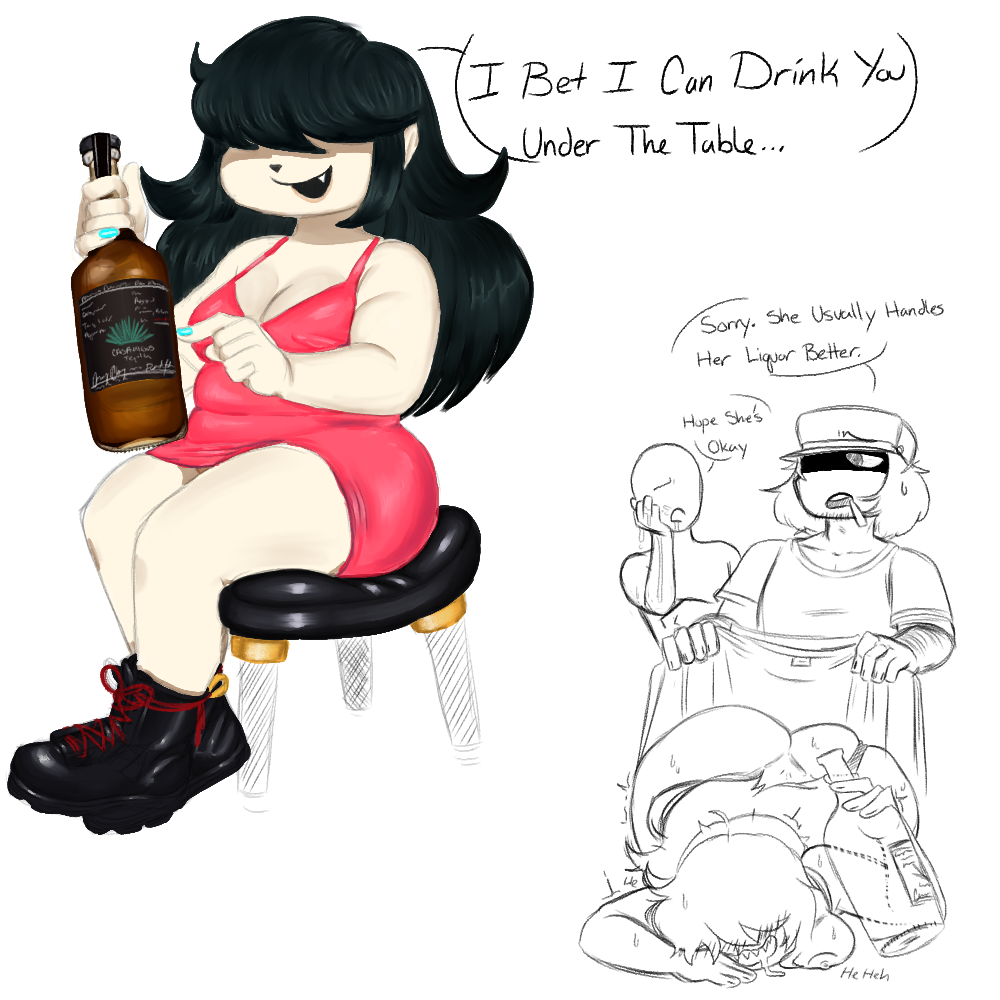 alcohol annie_(atsuover) anon black_hair brialzebubbie color dress drooling drunk female friday_night_funkin friday_night_funkin_mod garcello_(atsuover) page_1 panties_pulled_aside sp4gh3tt1_(artist)