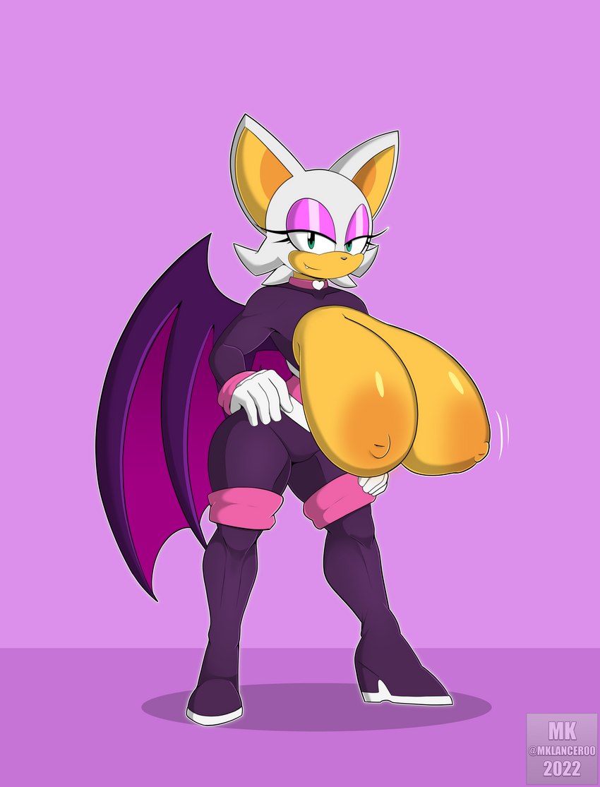 anthro bar big_breasts big_nipples breasts breasts_out clothed cute_fang eyelids female female_only front_view full_body ghost_nipples hand_on_hip huge_breasts inverted_nipples long_breasts membranous_wings mklancer00 nipple_slits nipples orange_breasts orange_skin pendulous_breasts purple_wings rouge_the_bat rouge_the_bat_(heroes) sagging_breasts seductive_eyes shiny_breasts sonic_(series) sonic_heroes tan_skin torpedo_breasts white_gloves wings