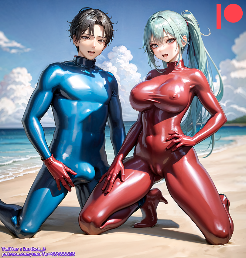 1boy 1boy1girl 1girls ai_generated bodysuit breasts elbow_gloves female gloves high_heels kuriboh_ex_(artist) latex latex_armwear latex_bodysuit latex_boots latex_breasts latex_clitoris latex_clothing latex_elbow_gloves latex_gloves latex_legwear latex_long_gloves latex_nipples latex_skin latex_skinsuit latex_suit latex_thighhighs latex_vagina long_gloves male/female oppai rubber rubber_suit skin_tight skin_tight_outfit skin_tight_suit skintight skintight_bodysuit skintight_suit turquoise_eyes turquoise_hair