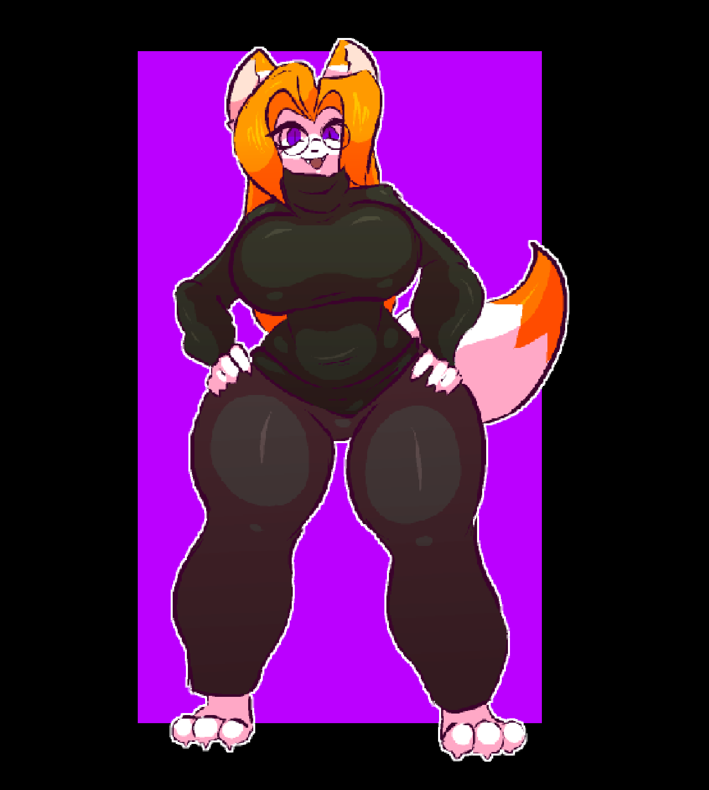 1girls breasts breasts chubby chubby_female female female_only fox fur furry furry_only glasses hand_on_hip hands_on_hips millie_(realcamilla) stormkinght sweat_pants