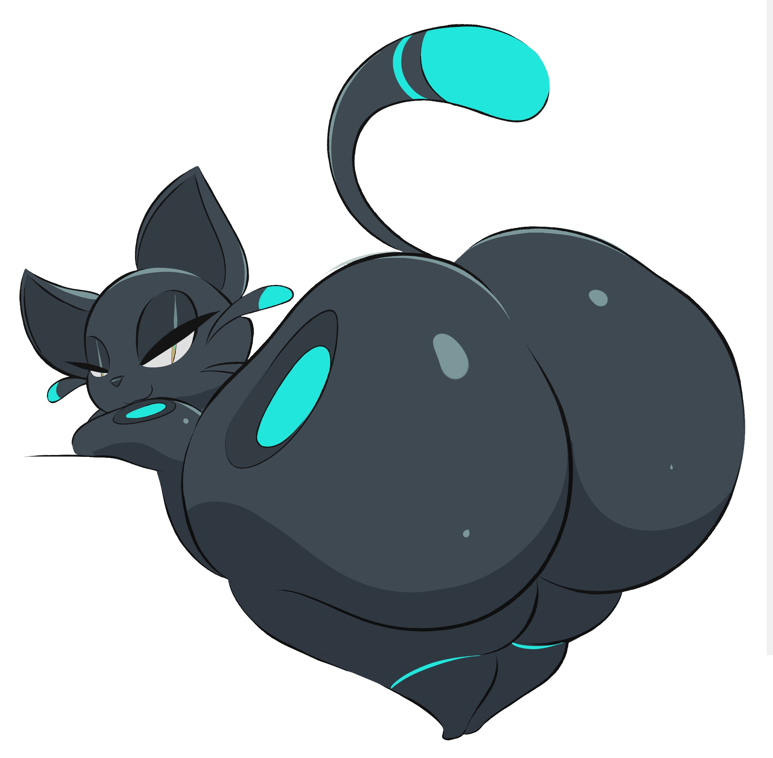 1girls, 808 (hi-fi rush), a cat is fine too, arizonathevixen, ass, ass focus, bedroom eyes, bent over, big ass, black body, bottom heavy, bubble ass, bubble butt, cat ears, cat tail, dipstick tail, domestic cat, fat ass, feline, female, female only, fur, furry, half-closed eyes, hi res, hi-fi rush, huge ass, looking at viewer, looking back, nude, nude female, presenting, presenting hindquarters, raised tail, rear view, seductive, semi-anthro, simple background, smile, solo, tail, thick ass, thick thighs, white background, wide hips