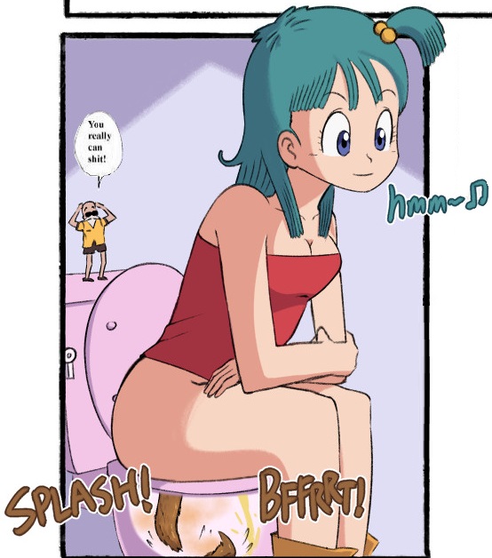 ass blue_hair bulma_briefs caught caught_shitting cute_ass defecating dirty dirty_ass dragon_ball dragon_ball_(classic) jd_choco_fac legs master_roshi scat shit sideass sitting smell stinky stinky_ass teenage teenage_bulma teenage_girl teenager younger_female