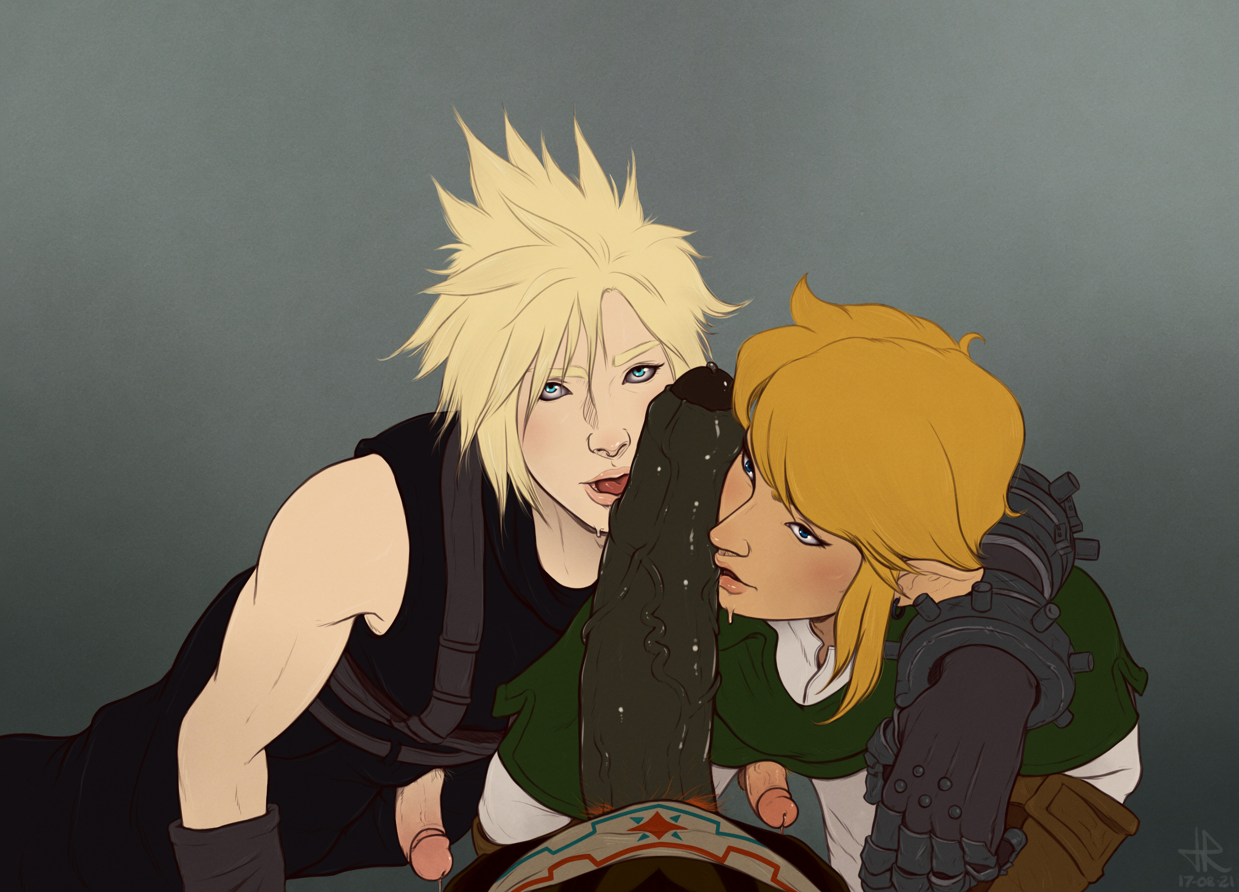 3boys, cloud strife, crossover, femboy, final fantasy, final fantasy vii, ganondorf, gay, imminent anal, imminent sex, link, male, marukanitel, the legend of zelda, yaoi
