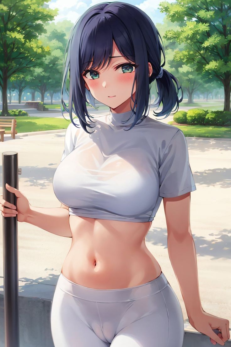 ai generated, blue eyes, blue hair, female, gym uniform, kurokawa akane, oshi no ko, sports bra