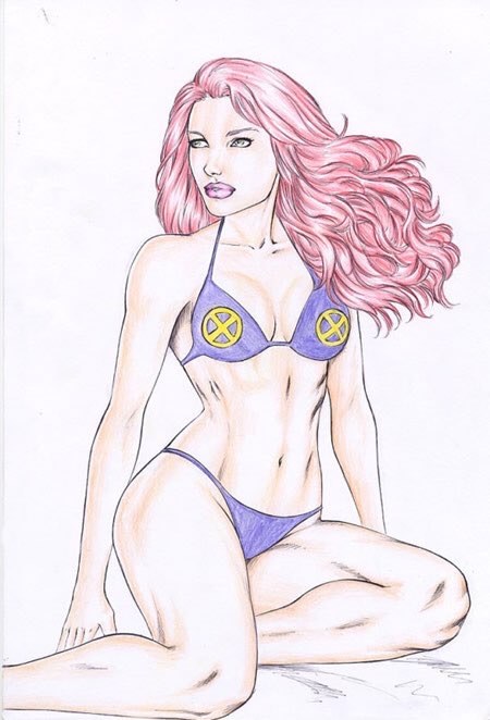 1girls bikini female female_only jean_grey marvel marvel_comics marvel_girl mutant phoenix_(x-men) solo themed_clothes x-men