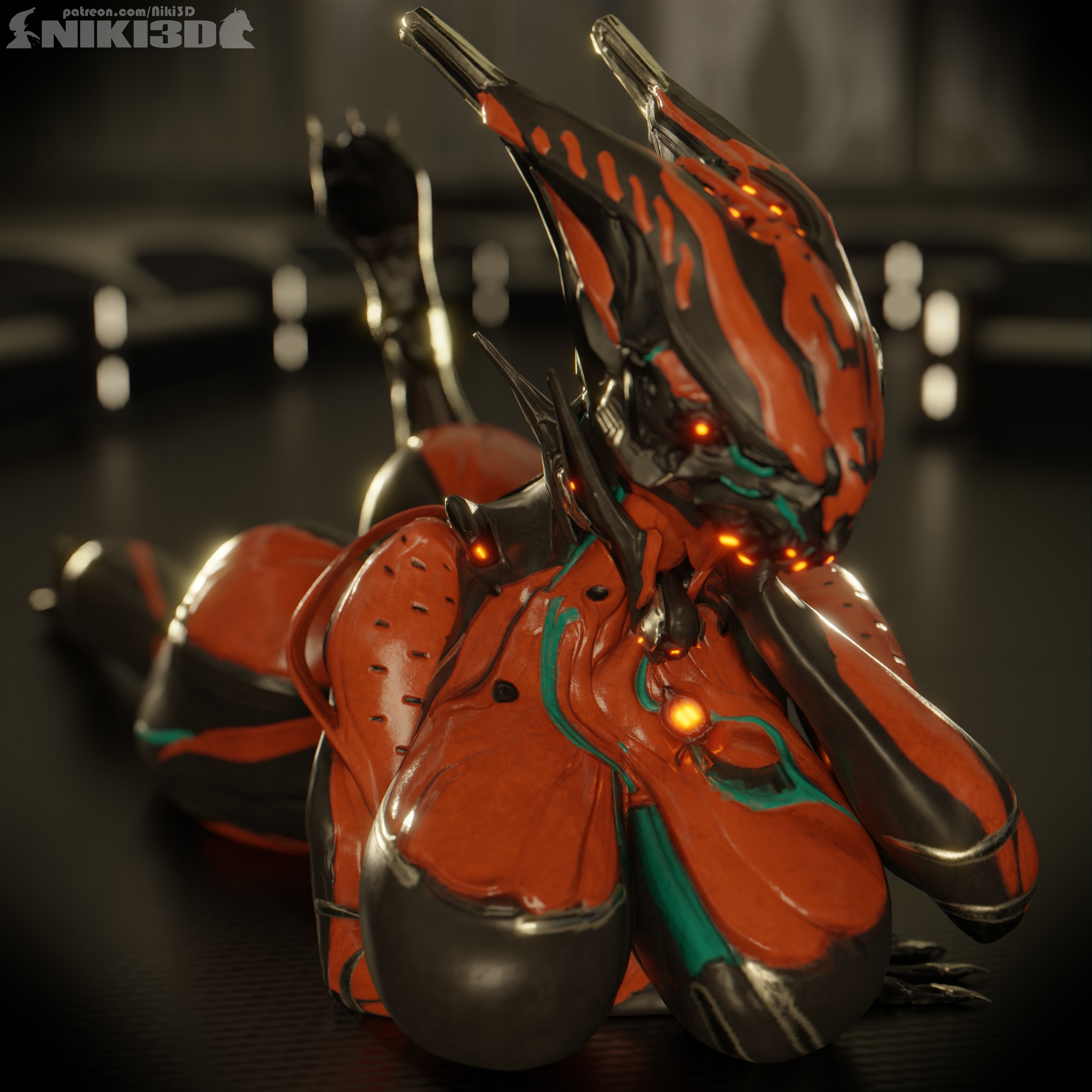 1girls, 3d, 3d (artwork), ass, breasts, curvy, curvy figure, female, hips, hourglass figure, huge ass, huge breasts, large ass, large breasts, niki3d, solo, solo female, thighs, valkyr (warframe), warframe