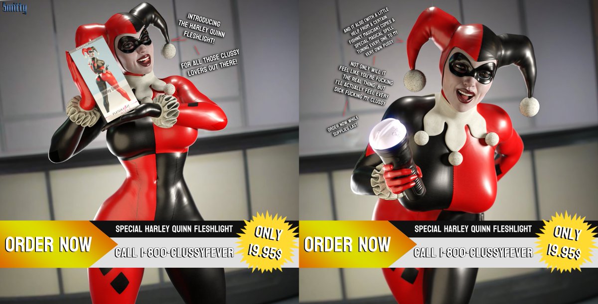 1girls, 3d, 3d (artwork), batman (series), batman: arkham knight, big breasts, blue eyes, breasts, busty, clown, clown girl, curvaceous, curvy, curvy figure, dc, dc comics, dialogue, digital media (artwork), eyes, female, female only, fleshlight, harley quinn, harley quinn (classic), harley quinn (injustice), hourglass figure, huge breasts, injustice 2, jester, jester cap, jester costume, jester girl, jester hat, jester outfit, large breasts, legs, light skin, light-skinned female, lips, smitty34, solo, straight, text, thick thighs, villain, villainess, voluptuous, waist, wide hips