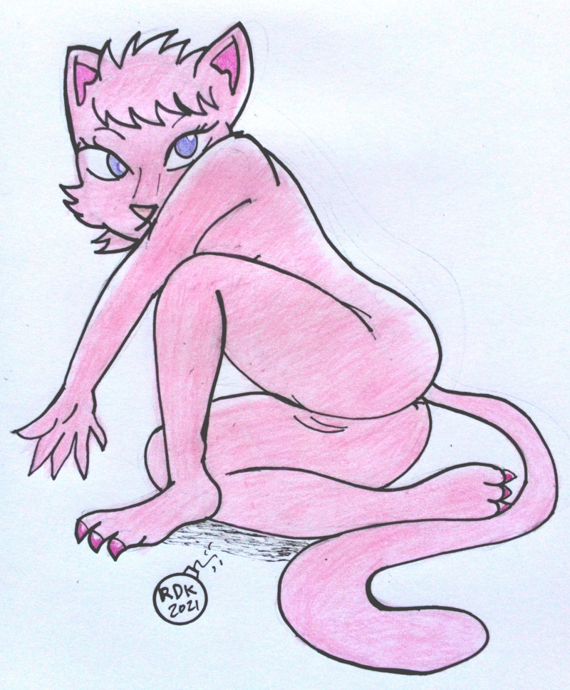 anthro bagi bagi_the_monster_of_mighty_nature blue_eyes female female_only monster_girl mutant pink_fur pussy reddragonkan