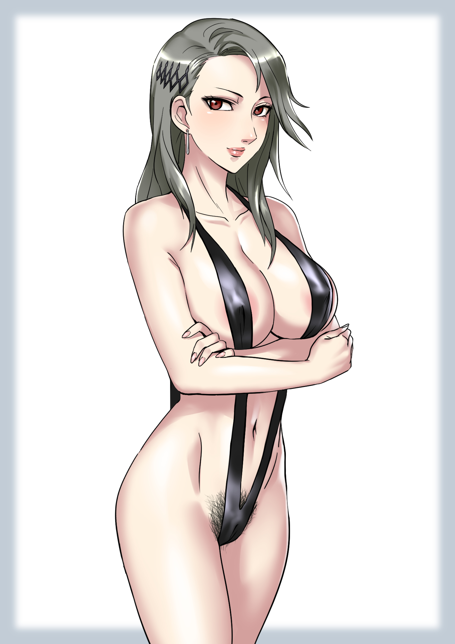 akizora, atlus, autumn sky, breasts, female, grey hair, medium hair, persona, persona 5, sae niijima, tagme, white skin