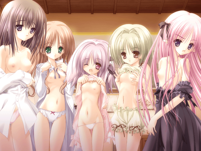 bloomers duplicate farfa flat_chest frilled_panties frills game_cg lowleg lowleg_panties lowleg_pantsu magical_tale multiple_girls nipples panties pink_panties ren_(magical_tale) sasha_(magical_tale) shirt_lift shuna_(magical_tale) teana tinker_bell underwear white_panties