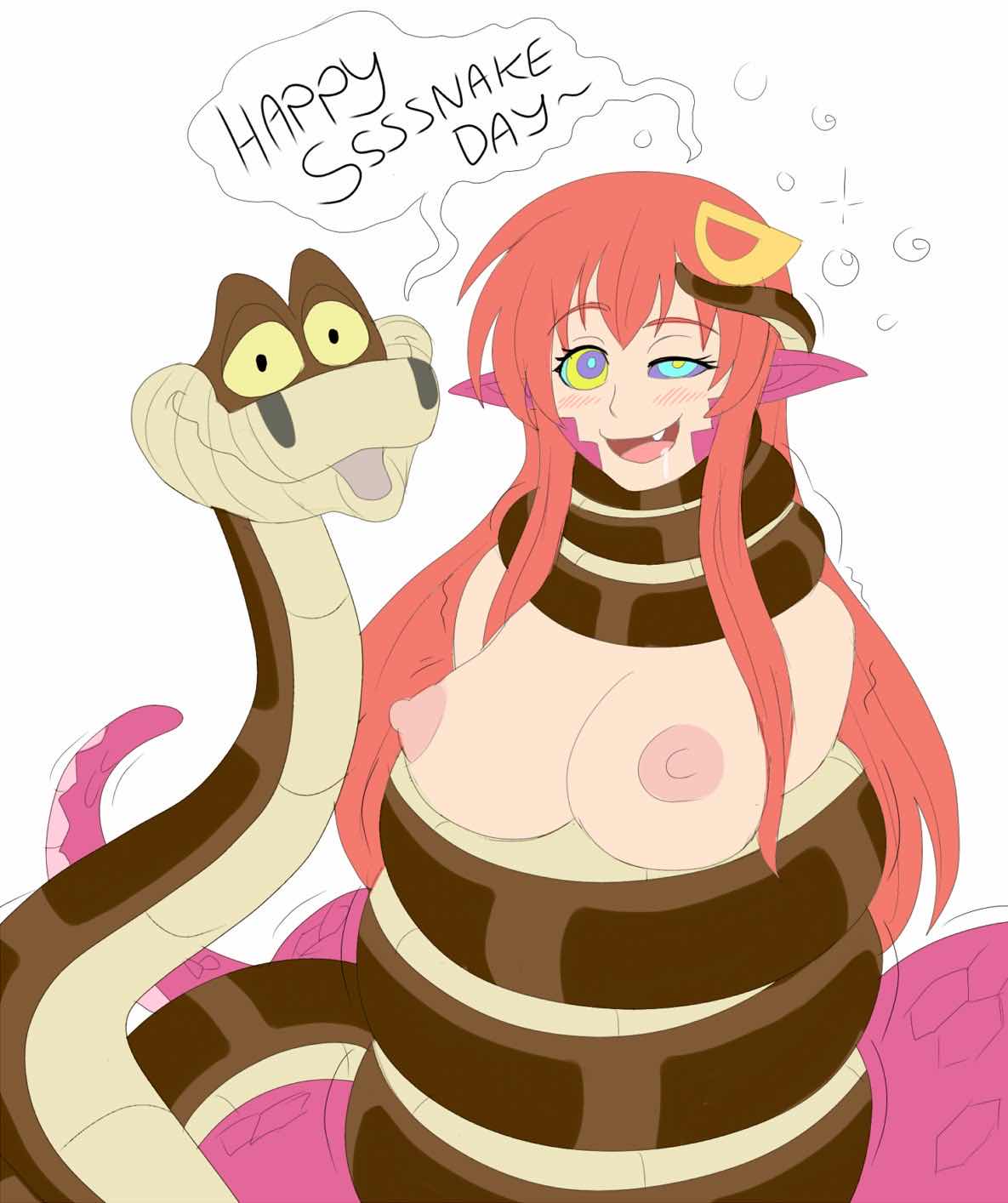 big_breasts breasts coiled coils disney hypnosis kaa kaa_eyes lamia miia_(monster_musume) monster_girl monster_musume_no_iru_nichijou naga naked_female pink_hair plsgts python snake the_jungle_book