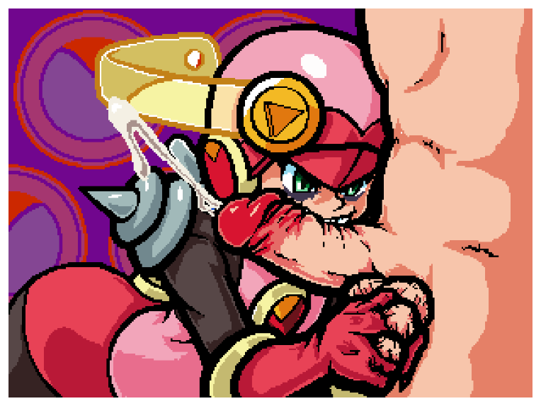 1boy 1girls ass ball_crushing ballbusting biting blush bodysuit cbt corruption cum cumshot evil_empress_roll helmet leotard mega_man mega_man_battle_network paywall_censor penis_biting pixel_art roll.exe thegaboefects uncensored_version_at_paywall