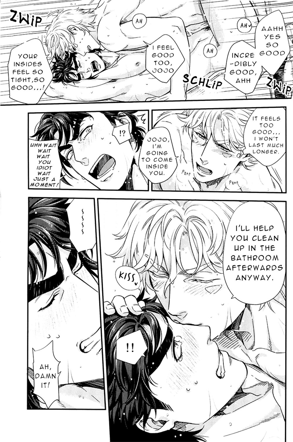 2boys anal bath bath_scramble_(comic) bathroom battle_tendency caesar_zeppeli dialogue english_text gay jojo's_bizarre_adventure joseph_joestar male male_only male_penetrating_male muscular_male nude_male open_mouth orange_star text yaoi