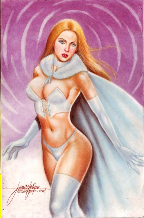 blonde_hair blue_eyes breasts cape choker cleavage corset emma_frost female fit_female hellfire_club jun_de_felipe lingerie looking_at_viewer marvel marvel_comics navel nipples panties thong thong_panties whip white_queen x-men