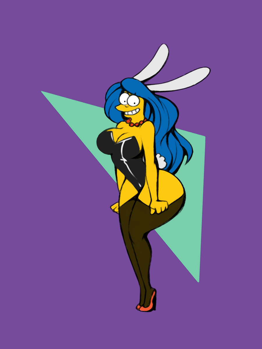 bunny_girl bunny_suit dracojeff high_heels marge_simpson tagme the_simpsons yellow_body