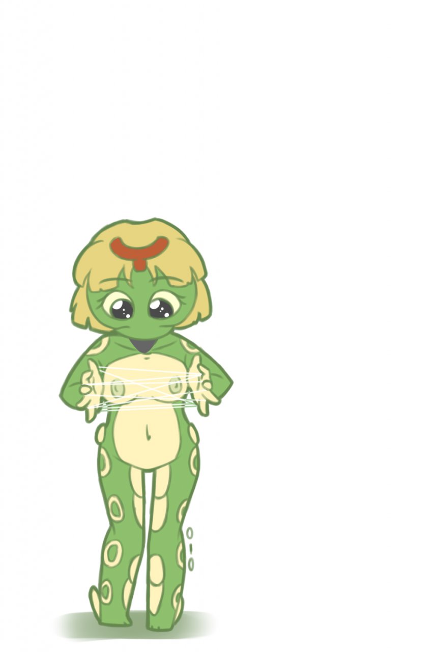 anthro anthrofied breasts caterpie caterpillar cub drawn eyelashes faranae female female_only fingers hair larva looking_down no_humans no_pussy nude pokémon_(species) pokemon silk small_breasts spots white_background