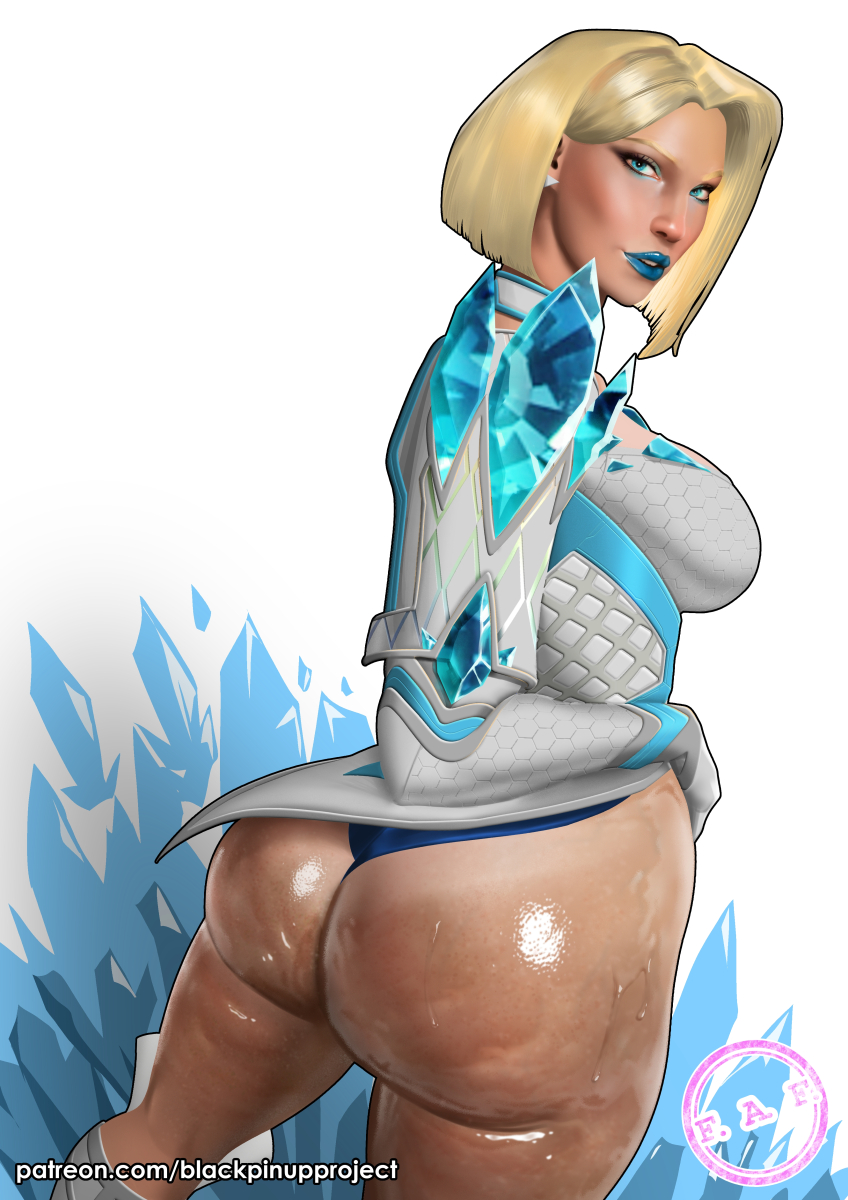 1girls, 3d, ass, back view, big ass, black pinup project, blonde hair, blue eyes, blue lipstick, bubble butt, cellulite, emma frost, emma frost (marvel rivals), fat ass, female, female only, marvel, marvel comics, marvel rivals, oiled, oiled ass, oiled skin, shiny skin, solo, solo female, thick thighs, wide hips, x-men