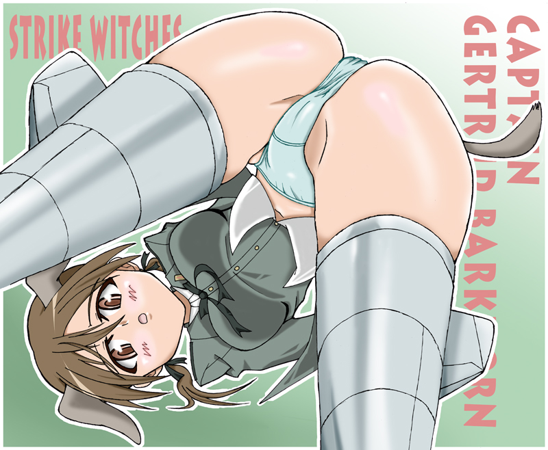 1girls blush clothing gertrud_barkhorn medium_breasts panties spread_legs strike_witches striker_unit world_witches_series