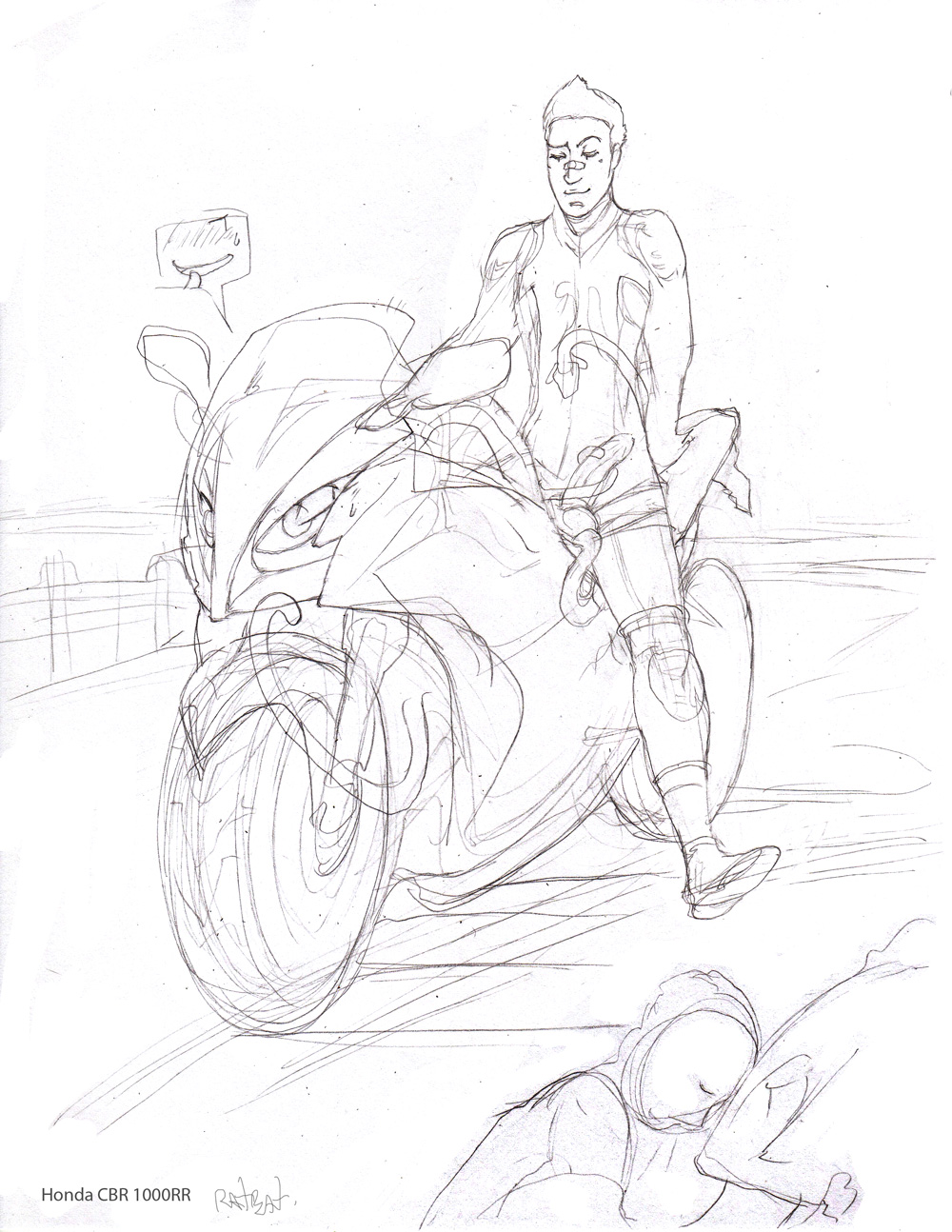 1boy female grope human inanimate machine male moto motorcycle penis personification ratbat sketch straight tentacle work_in_progress