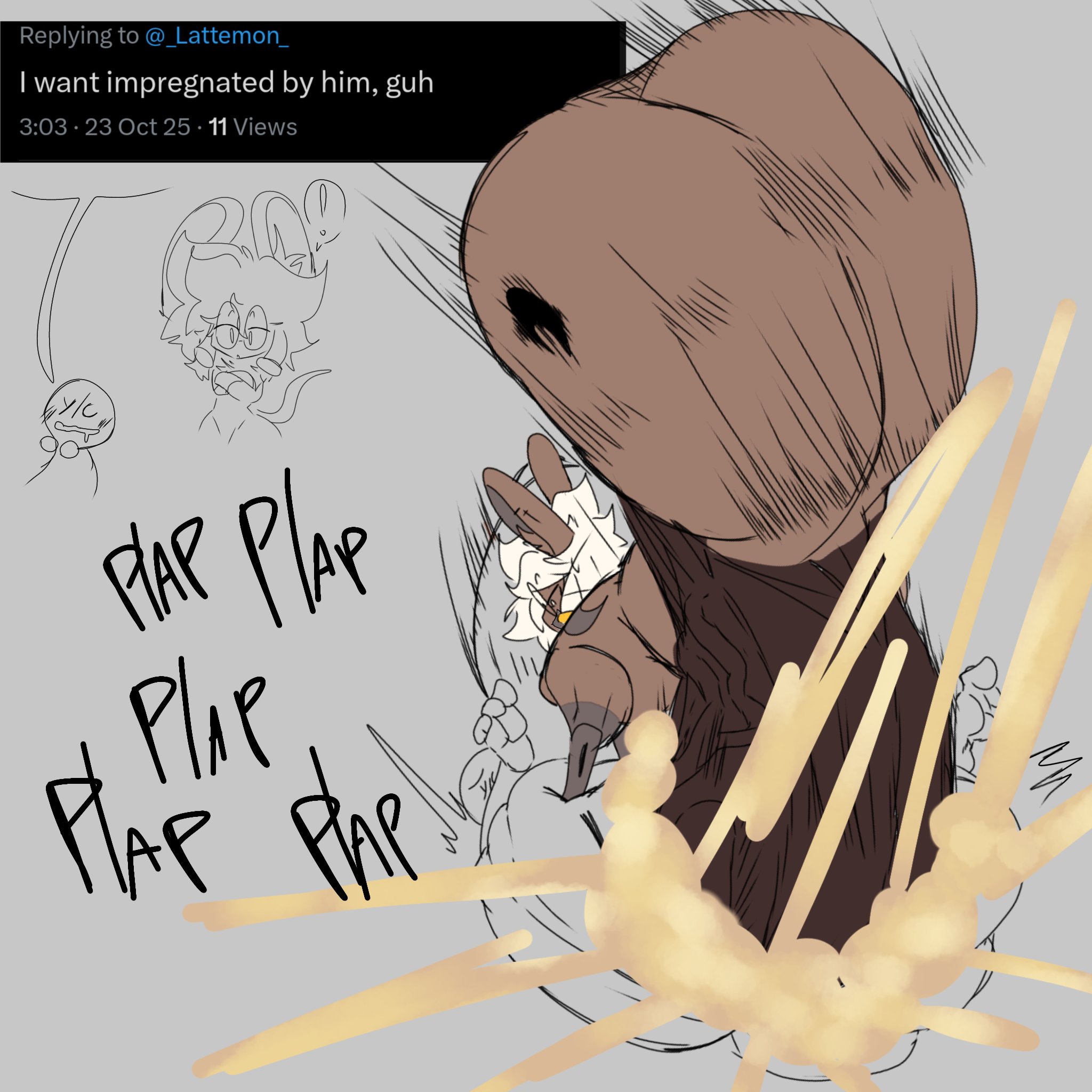 balls, big ass, big penis, bubble butt, furry, huge ass, huge cock, hyper balls, hyper penis, impregnation, lattemon, lattemon (character), male, penis, sex, tagme, thick thighs, wide hips