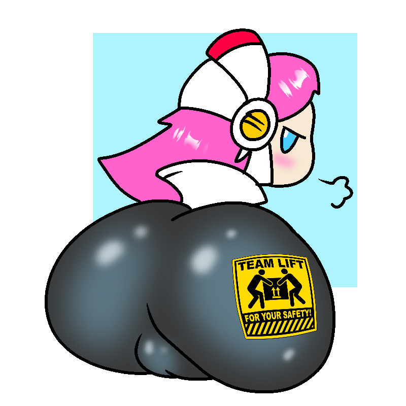 1girls, 2025, annoyed, ass, cameltoe, female, female only, hyper ass, jk-kino, kirby (series), looking at viewer, looking back, nintendo, pink hair, puffy pussy, pussy, shiny ass, sign, solo, susanna patrya haltmann, susie (kirby), susie is actually a heavyweight rider