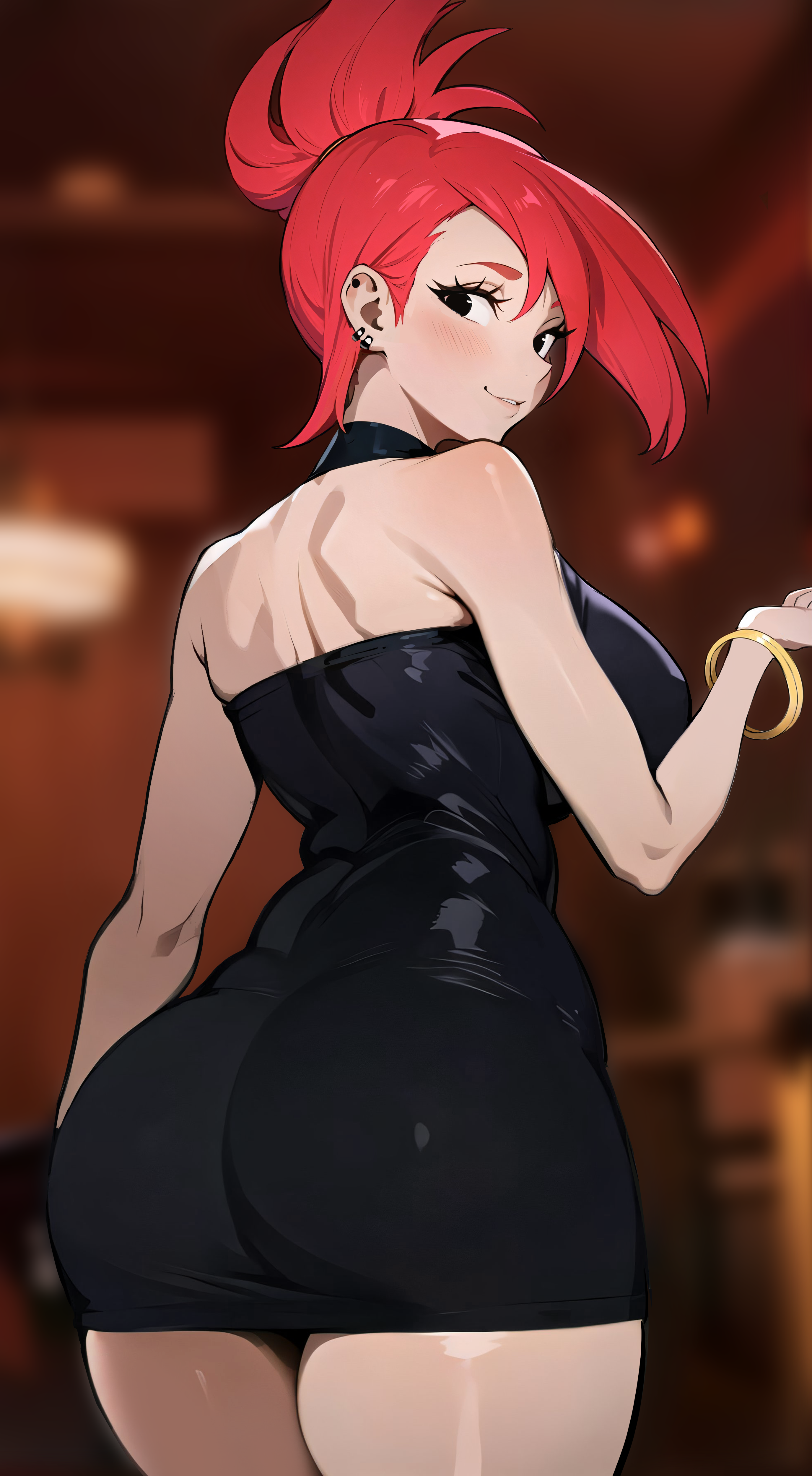 1girls, ai generated, ass, ass focus, big ass, big thighs, black dress, dress, female, female only, foster's home for imaginary friends, frankie foster, huge ass, huge thighs, kisou, large ass, large thighs, red hair, solo, solo female, thick thighs, thighs, voluptuous