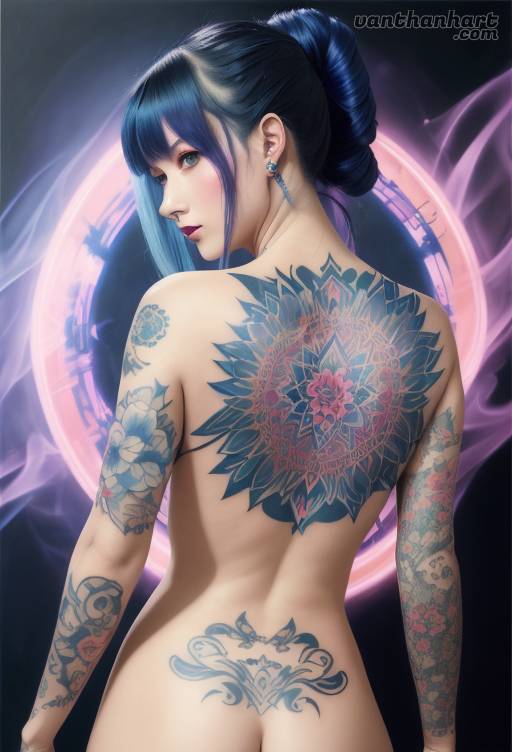 ai_generated anime_nose anime_style artist_name blue_hair boss color designer_clothing facepaint flower_in_hair flower_tattoo flowers game_cg game_character gift japanese japanese_clothes japanese_style kimono love lovers mafia make nude nude_female pink_hair skin smile stable_diffusion tattoo