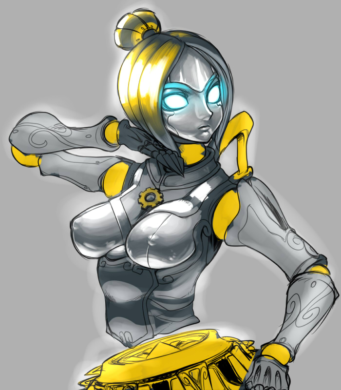 1girls 2011 android breasts league_of_legends nipples orianna robot robot_girl robot_humanoid robot_joints spacezin