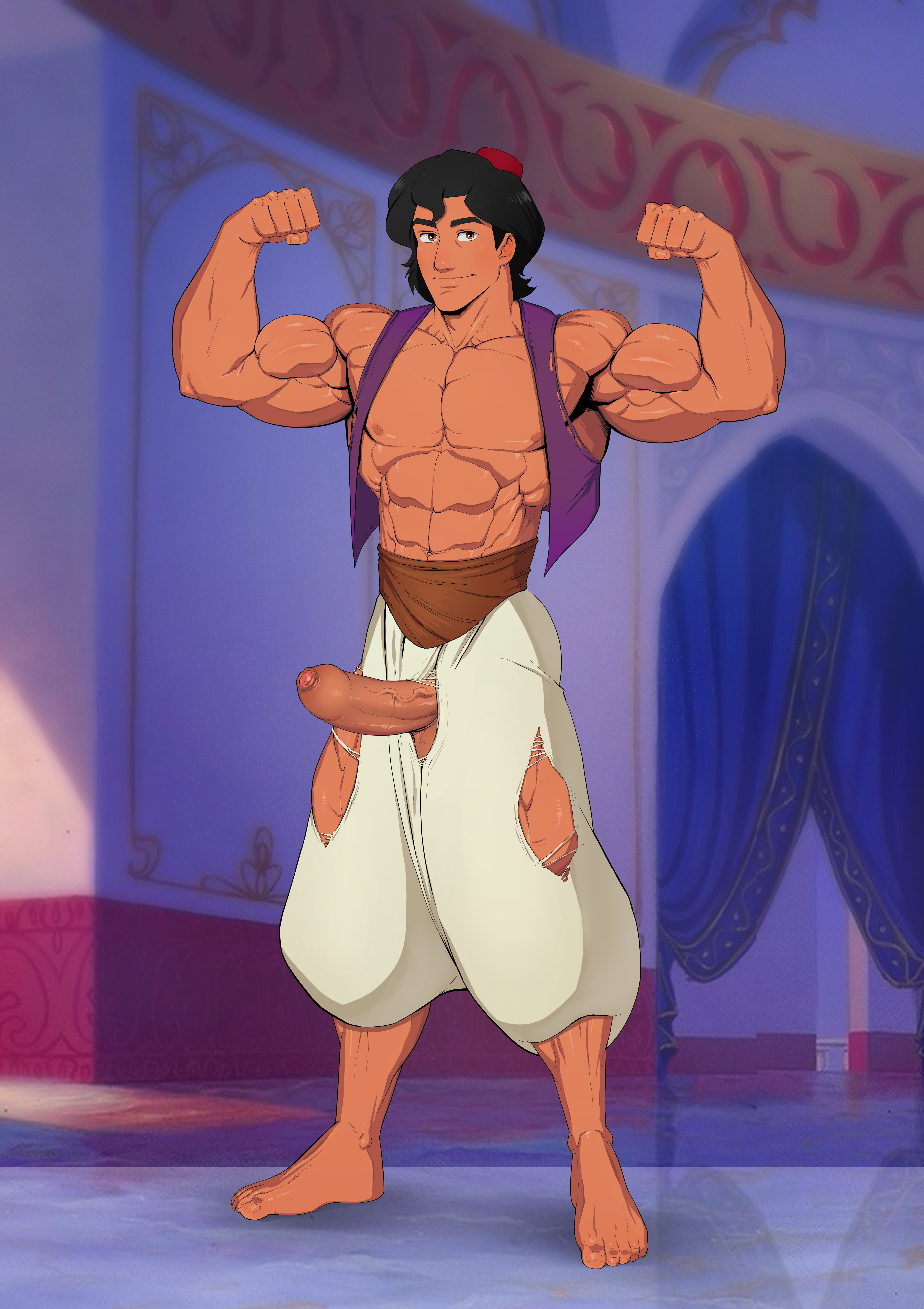 aladdin, aladdin (character), disney, foreskin, genie, genital expansion, genital growth, genital growth (enlargement), male, male only, muscle growth, muscles, muscular, muscular male, penis, penis expansion, penis growth, penis growth (enlargement), reiner55, uncircumcised