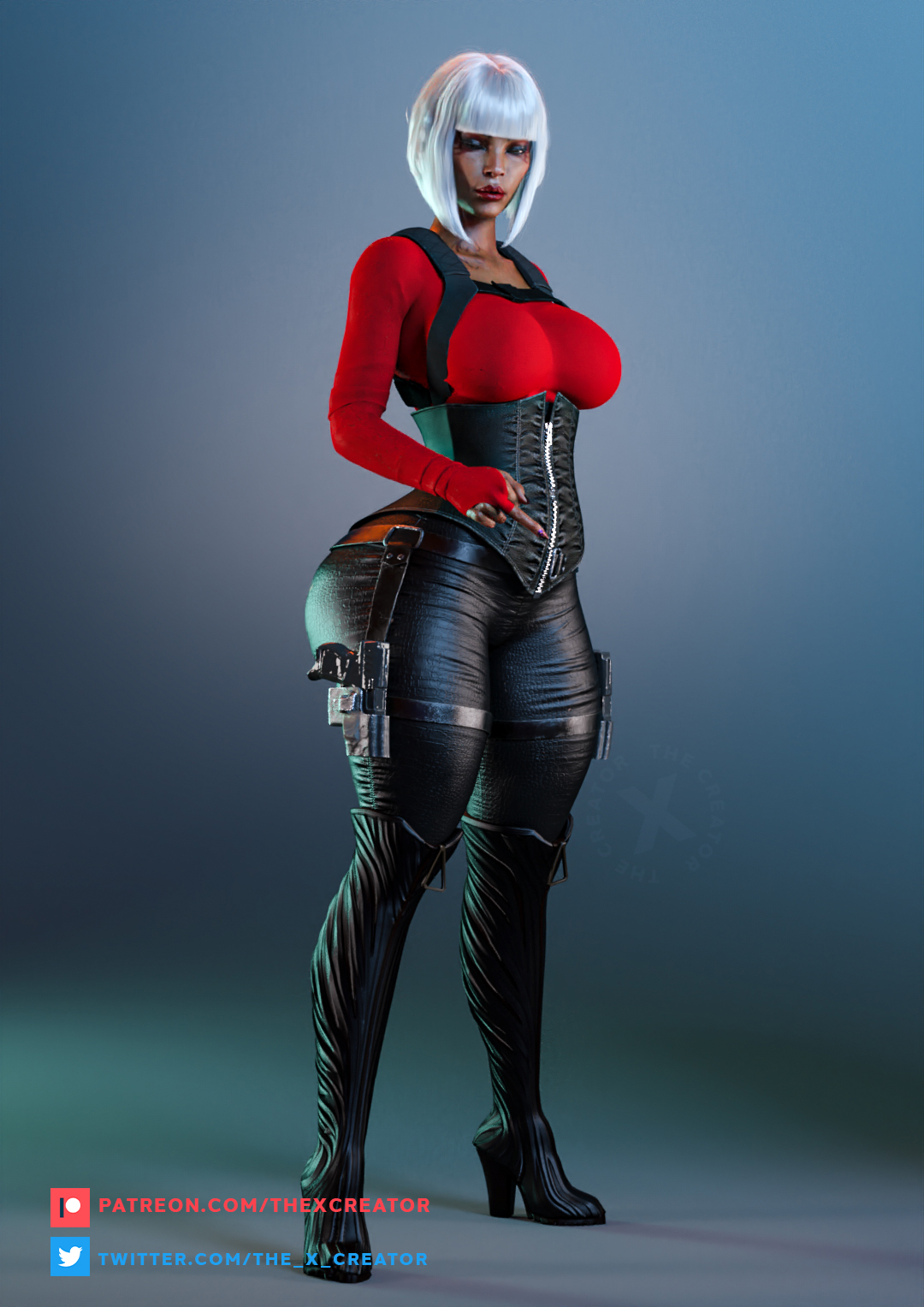 1girls, 3d, 3d (artwork), alternate costume, alternate hairstyle, alternate version at source, alternate version available, apex legends, ass, big ass, big butt, bubble ass, bubble butt, clothed, curvaceous, curves, curvy, curvy body, curvy female, curvy figure, curvy hips, dark skin, dark-skinned female, enormous ass, enormous butt, female, female focus, female only, fully clothed, high heel boots, high heels, large ass, latina, loba (apex legends), makeup, patreon username, respawn entertainment, short hair, small waist, solo, solo female, solo focus, standing, tan, tan body, tan skin, the x creator, thick, thick ass, thick thighs, thigh highs, thighhighs, thighs, twitter username, white hair, wide hips