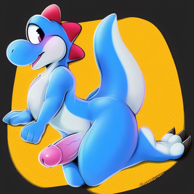 ai_generated anthro big_penis blue_body blue_yoshi frosting.ai male_only mario_(series) scalie tail thick_ass yoshi