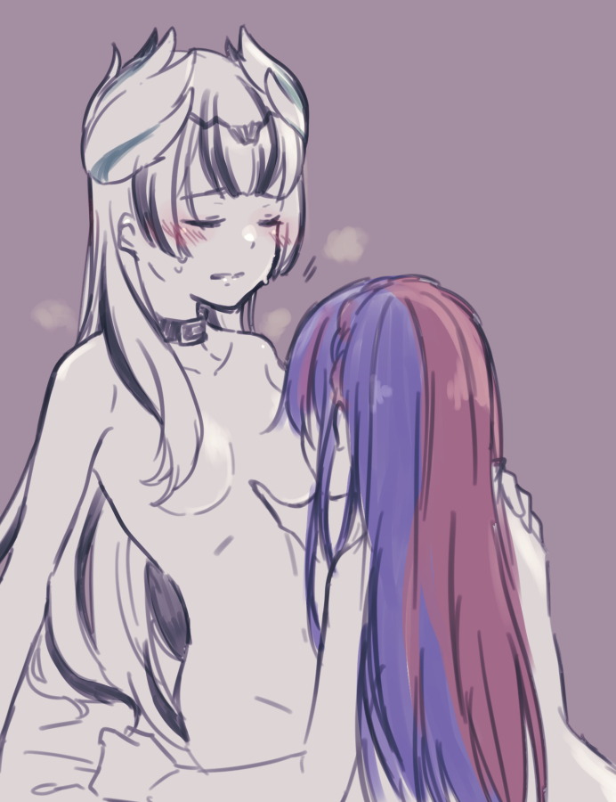 2girls alear_(female)_(fire_emblem) alear_(fire_emblem) black_hair female female_only fire_emblem fire_emblem_engage incest multicolored_hair multiple_girls negom nintendo nude nude_female older_sister older_sister_younger_sister siblings sisters sketch sucking_nipples two-tone_hair veyle_(fire_emblem) white_hair yuri