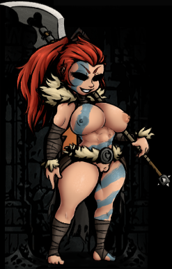 1girls abdominals abs arm_wrap arm_wrapping arm_wraps armed armor athletic athletic_female bardiche blacked_out_eyes blue_paint body_paint breasts brown_clothes brown_clothing clothed clothing cute_girl darkest_dungeon determined female female_only fur fur_collar fur_lined_clothing fur_trim grin grinning hand_wraps heart heart_cutout heart_icon heart_pendant hellion_(darkest_dungeon) holding holding_object holding_weapon human humanoid large_breasts leather_armor leg_wrap leg_wrapping leg_wrappings leg_wraps light-skinned_female light_skin long_hair long_ponytail mostly_nude mostly_nude_female muscular muscular_female naked nipples_visible_through_clothing nude nude_female paint pendant polearm ponytail pussy red_hair red_ponytail six_pack skimpy skimpy_armor skimpy_clothes skimpy_costume skimpy_outfit small_feet smile smiling solo solo_female stripes thick_thighs thighs triceps uncensored unconvincing_armor war_paint warpaint wild_hair xelsword