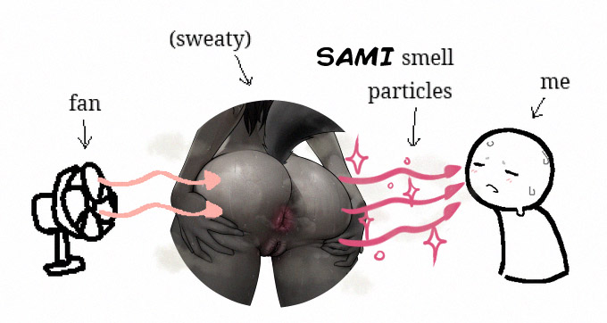 anus ass female fur furry grey_body grey_fur literally_me meme original original_character pussy raised_tail sami_(whisperfoot) simple_background smell_particles_meme spread_ass spreading steam sweat tail whisperfoot white_background