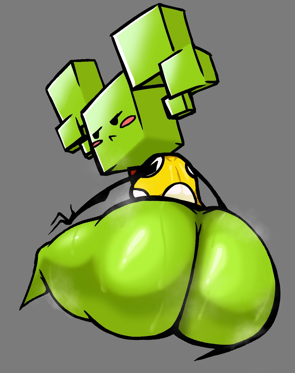 1girls, 2d, ass, ass focus, bare ass, big ass, bimbo, bottomless, bubble ass, bubble butt, dress, female, female only, full body, green skin, huge ass, looking away, mario (series), mimi (super paper mario), nanodude78, nintendo, paper mario, short dress, solo, solo female, super paper mario, thighs, topwear