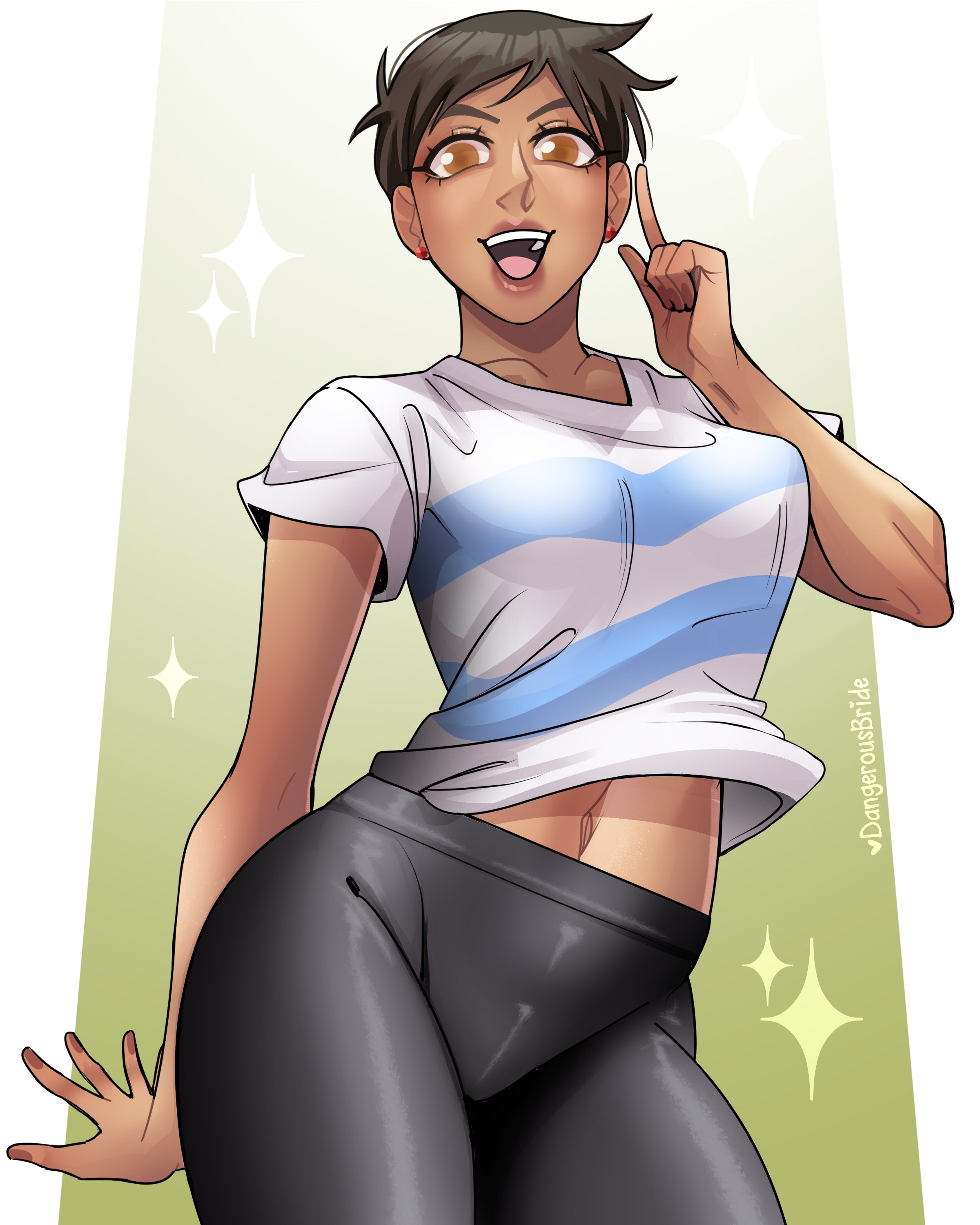 asian, asian female, breasts, dangerousbride, dark skin, dark-skinned female, dc, dc comics, female, lois lane, lois lane (my adventures with superman), medium breasts, midriff, my adventures with superman, navel, superman (series), tan body, tan-skinned female, tight clothing, tight pants, tomboy