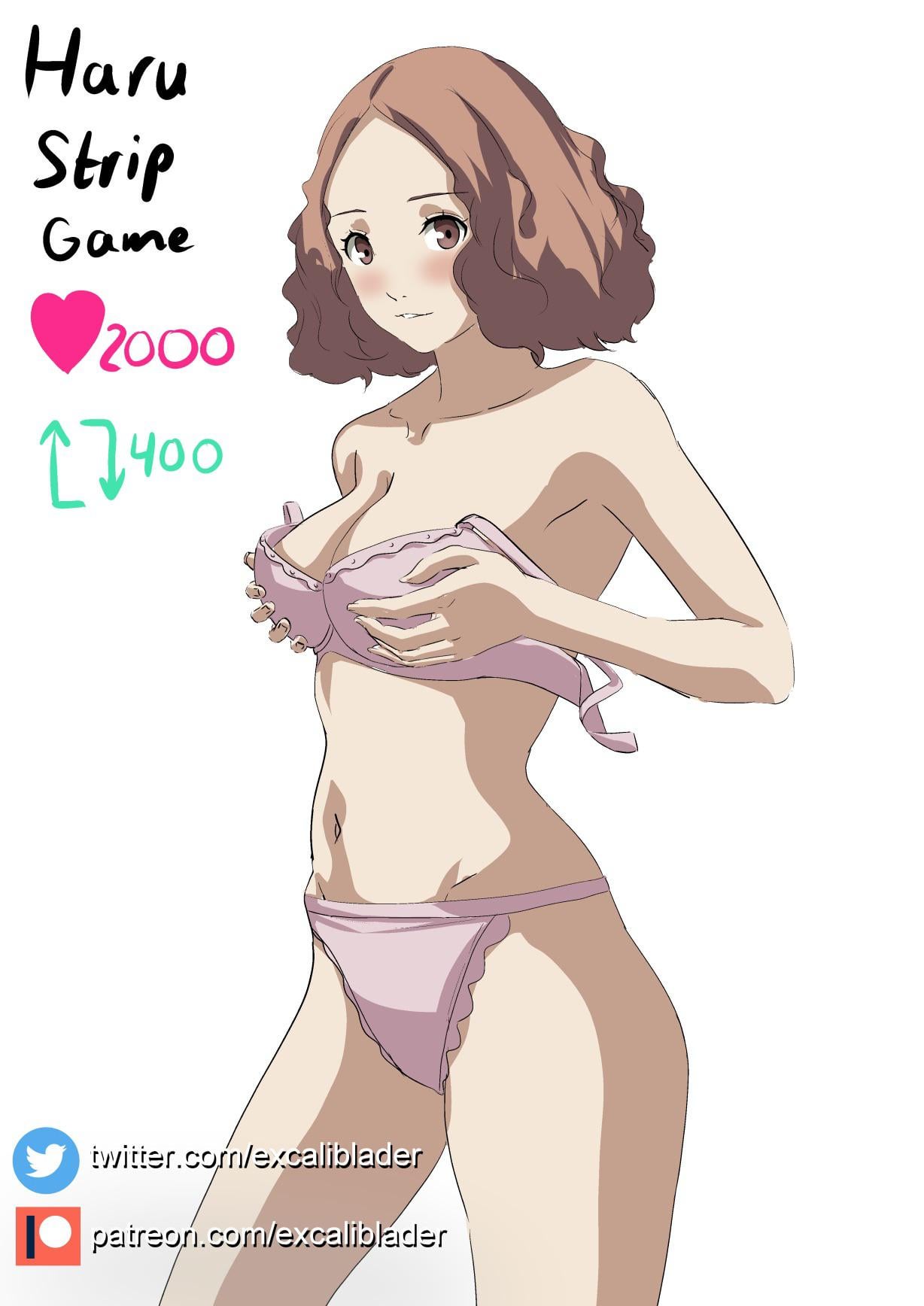 1girls almost_naked almost_nude atlus blush blushing_female bra bra_down bra_removed breasts brown_eyes brown_hair cleavage curly_hair excaliblader female female_focus female_only floofy_hair fluffy_hair forehead haru_okumura heart holding_breasts panties persona persona_5 sega shin_megami_tensei smile smiling solo solo_female solo_focus standing taking_clothes_off thighs topless twitter_strip_game_(meme) wavy_hair white_background